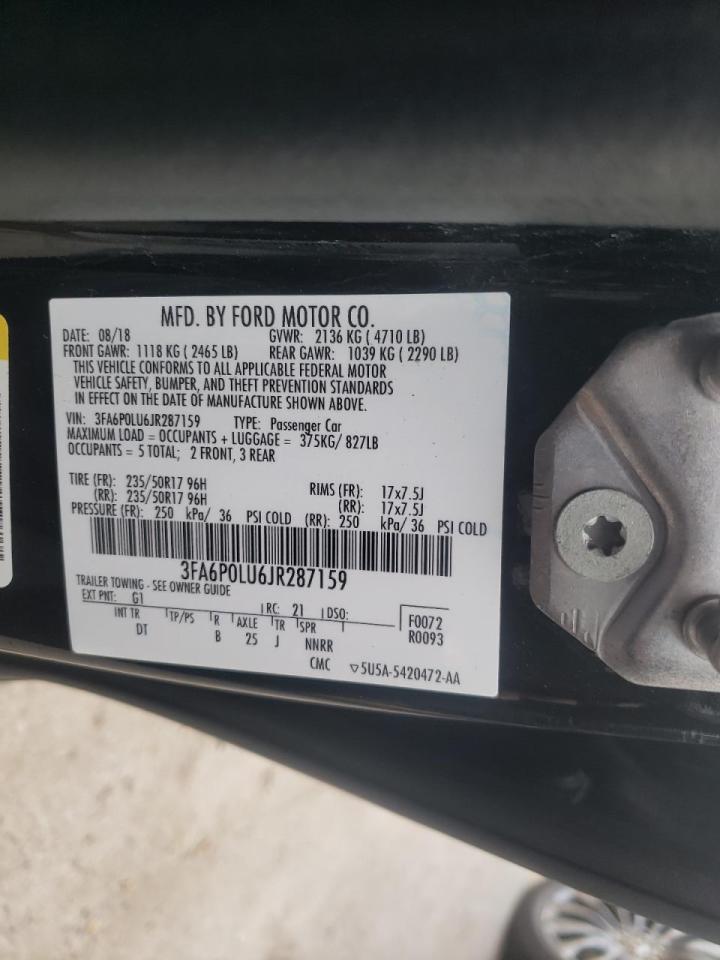 Photo 10 from auction – 2018 FORD FUSION SE with VIN 3FA6P0LU6JR287159