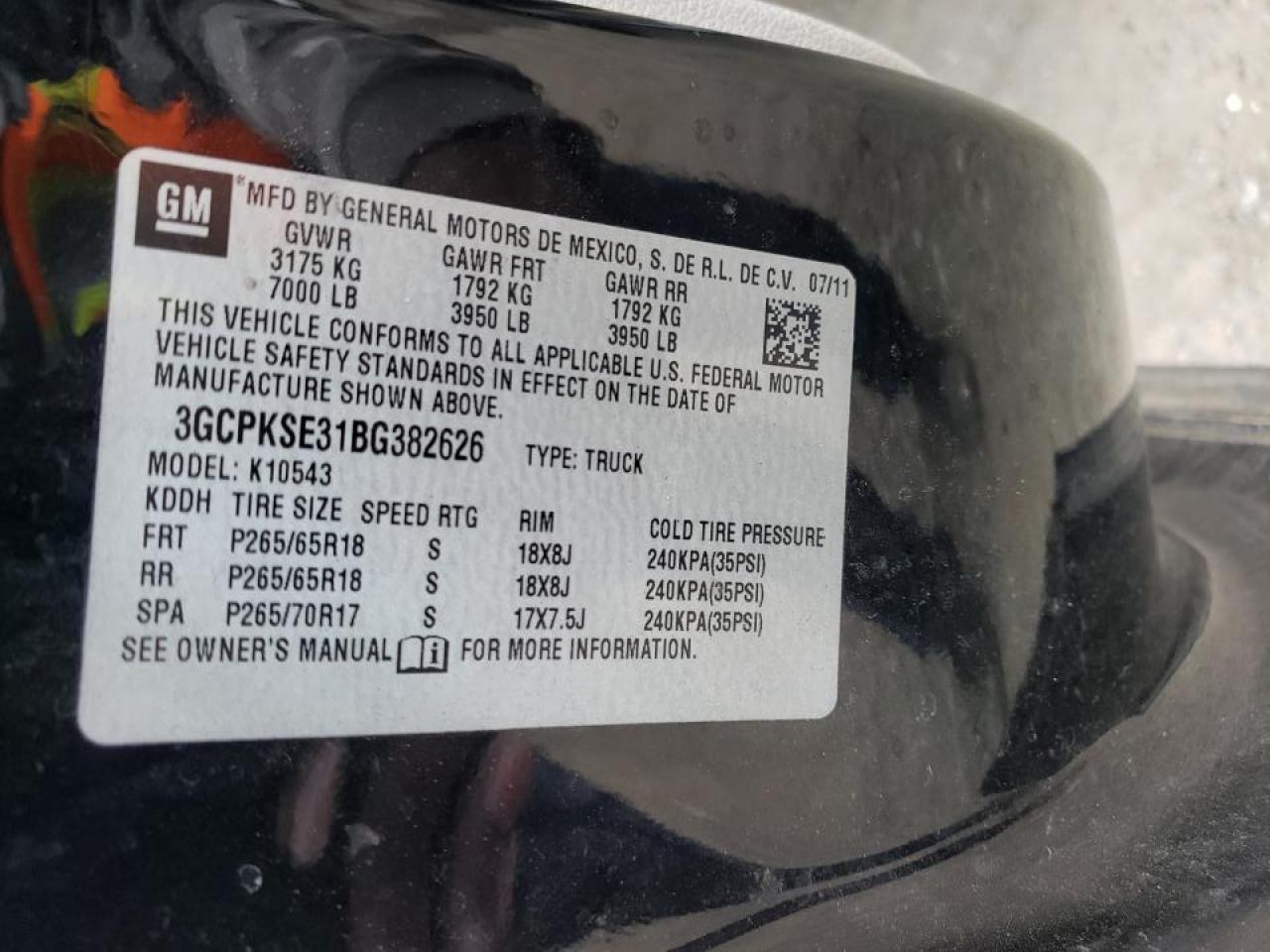 Photo 10 from auction – 2011 CHEVROLET SILVERADO with VIN 3GCPKSE31BG382626