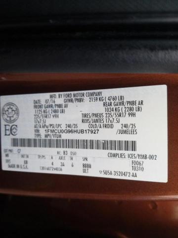 Photo 10 from auction – 2017 FORD ESCAPE SE with VIN 1FMCU0G96HUB17927