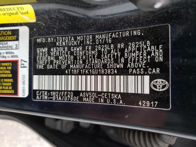 Photo 10 from auction – 2016 TOYOTA CAMRY LE with VIN 4T1BF1FK1GU183834