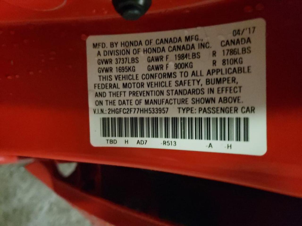Photo 10 from auction – 2017 HONDA CIVIC EX with VIN 2HGFC2F77HH533957