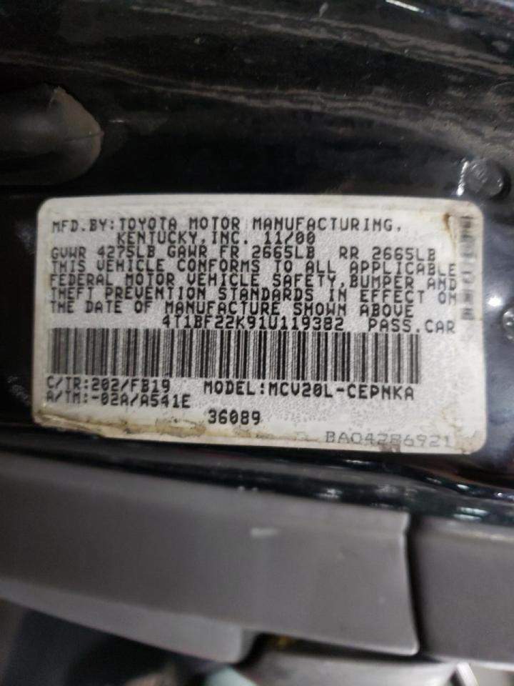 Photo 10 from auction – 2001 TOYOTA CAMRY LE with VIN 4T1BF22K91U119382