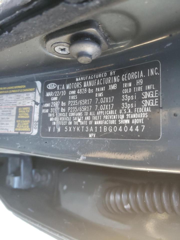 Photo 10 from auction – 2011 KIA SORENTO BA with VIN 5XYKT3A11BG040447