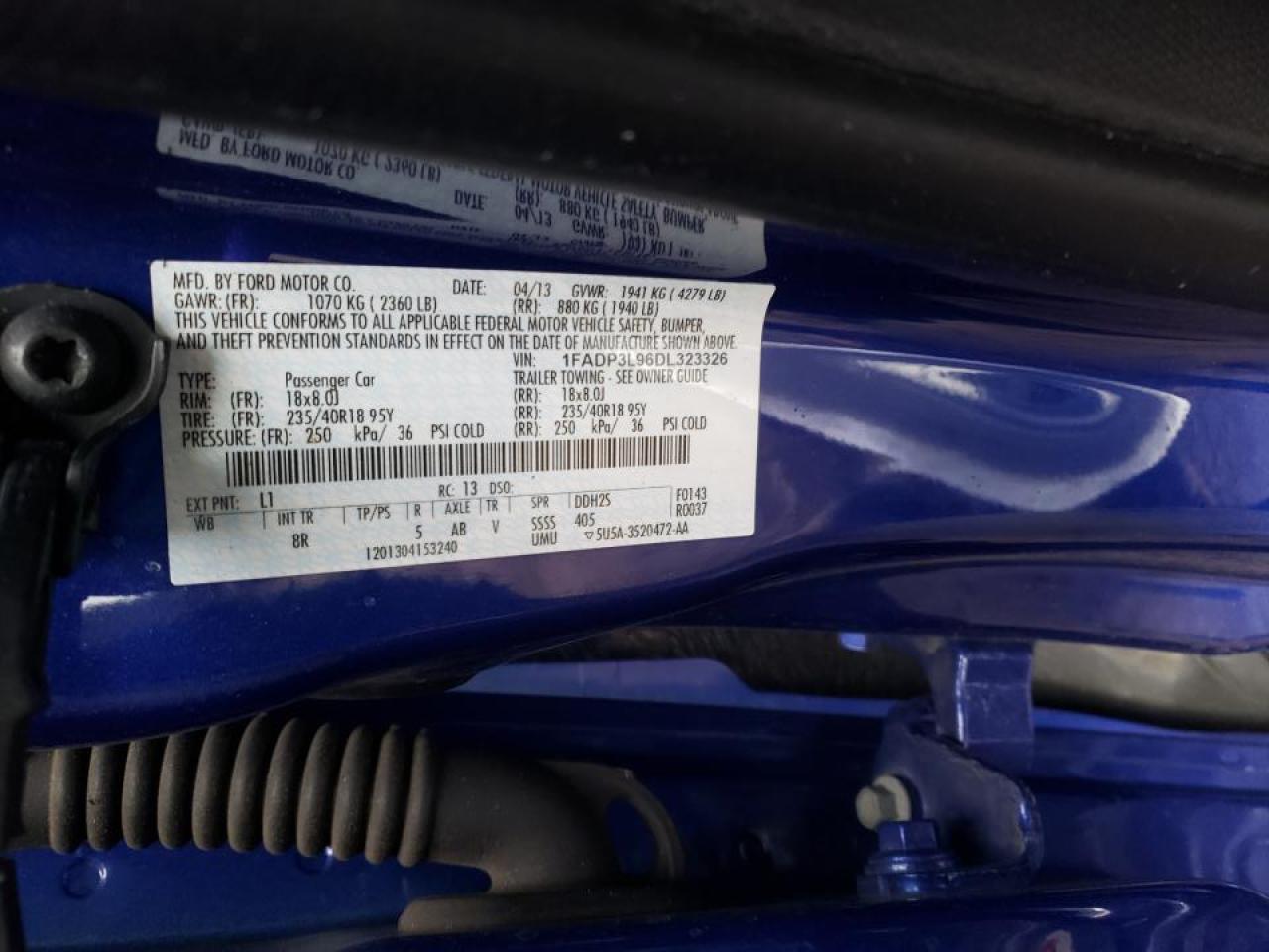 صورة رقم 10 من المزاد - 2013 FORD FOCUS ST مع VIN 1FADP3L96DL323326