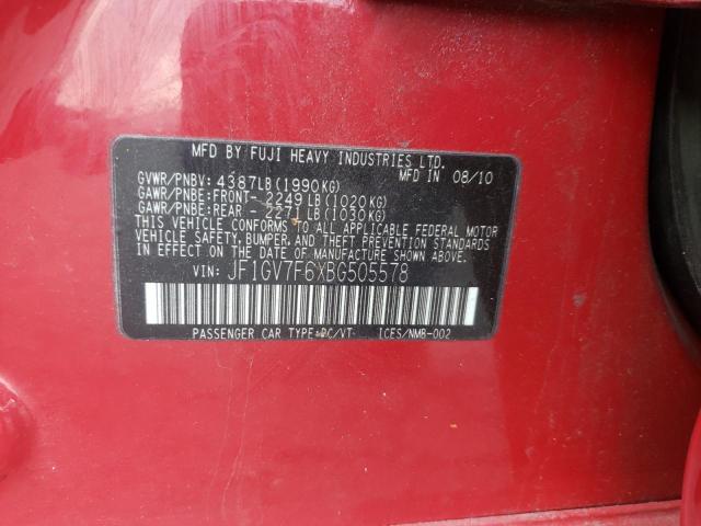 Photo 10 from auction – 2011 SUBARU IMPREZA WR with VIN JF1GV7F6XBG505578
