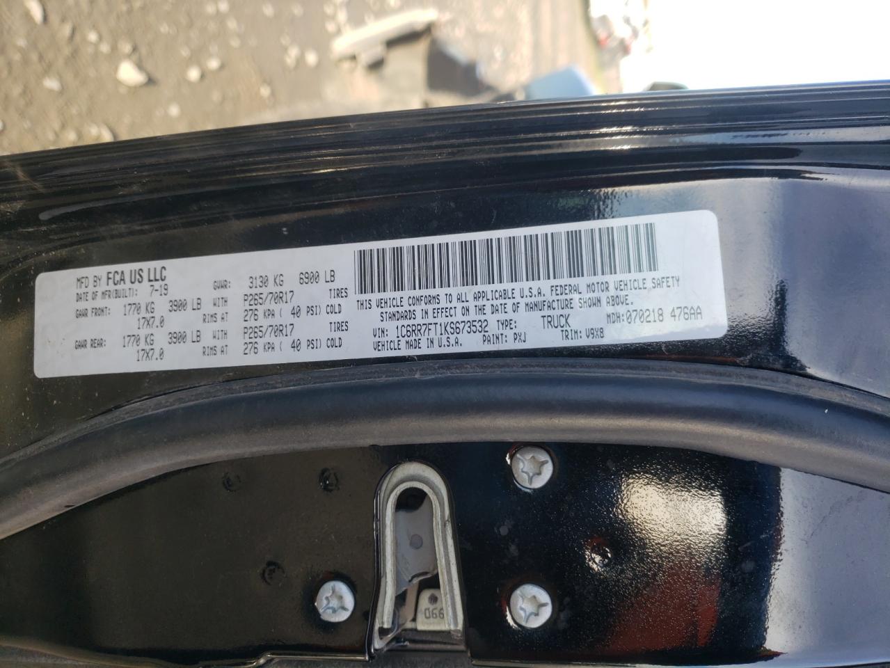 Photo 10 from auction – 2019 RAM 1500 CLASS with VIN 1C6RR7FT1KS673532