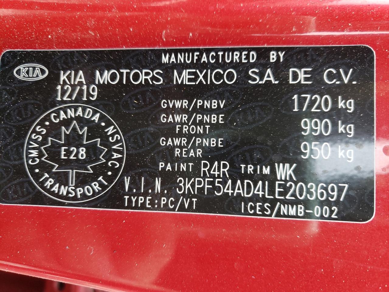 Photo 10 from auction – 2020 KIA FORTE EX with VIN 3KPF54AD4LE203697
