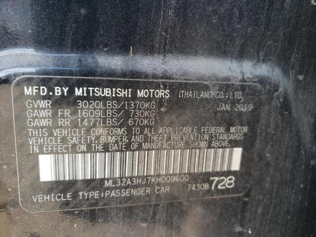 Photo 10 from auction – 2019 MITSUBISHI MIRAGE ES with VIN ML32A3HJ7KH009600