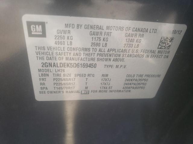 Photo 10 from auction – 2013 CHEVROLET EQUINOX LT with VIN 2GNALDEK5D6169450