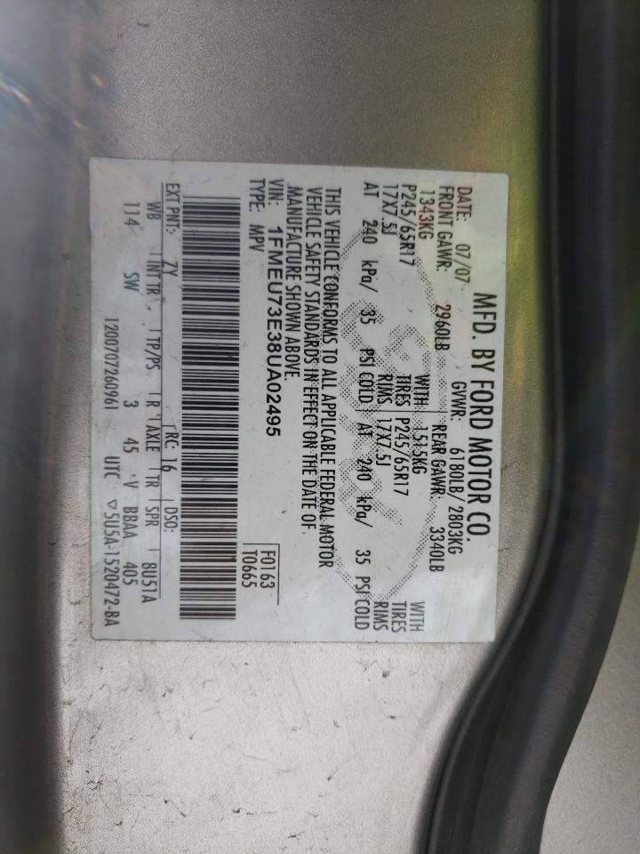 Photo 10 from auction – 2008 FORD EXPLORER X with VIN 1FMEU73E38UA02495