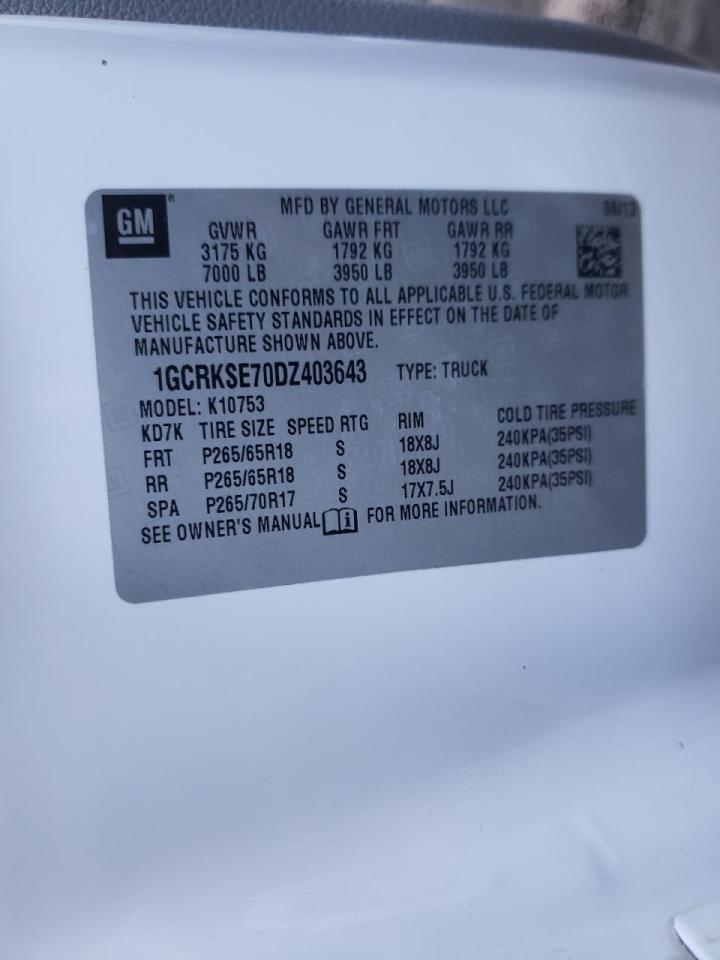 Photo 10 from auction – 2013 CHEVROLET SILVERADO with VIN 1GCRKSE70DZ403643