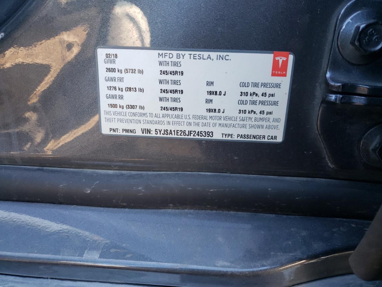 Photo 10 from auction – 2018 TESLA MODEL S with VIN 5YJSA1E26JF245393