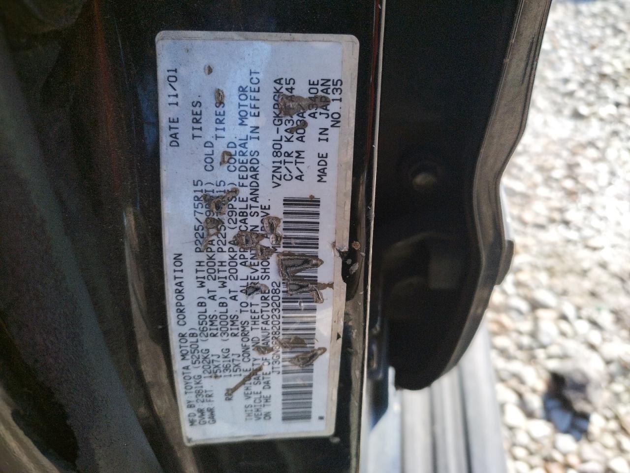 Photo 10 from auction – 2002 TOYOTA 4RUNNER SR with VIN JT3GN86R820232082