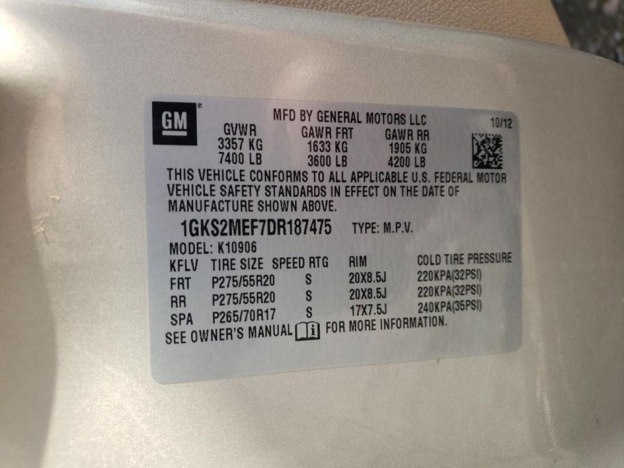 Photo 10 from auction – 2013 GMC YUKON XL D with VIN 1GKS2MEF7DR187475