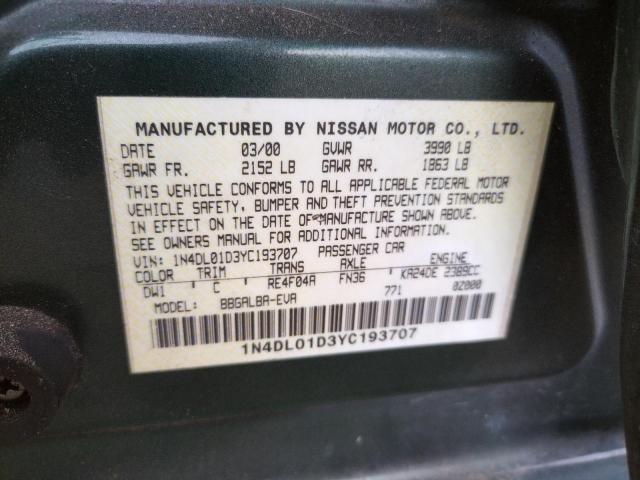 Photo 10 from auction – 2000 NISSAN ALTIMA XE with VIN 1N4DL01D3YC193707