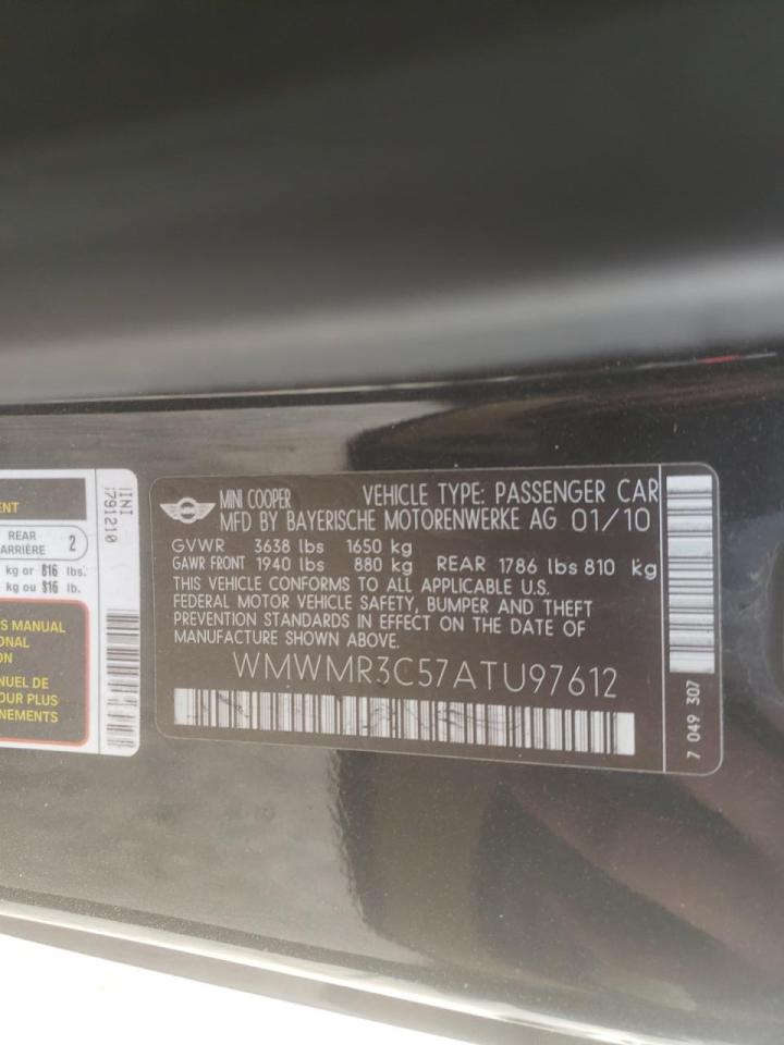 Photo 10 from auction – 2010 MINI COOPER with VIN WMWMR3C57ATU97612