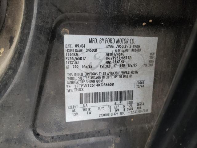 Photo 10 from auction – 2004 FORD F150 SUPER with VIN 1FTPW12514KD86658