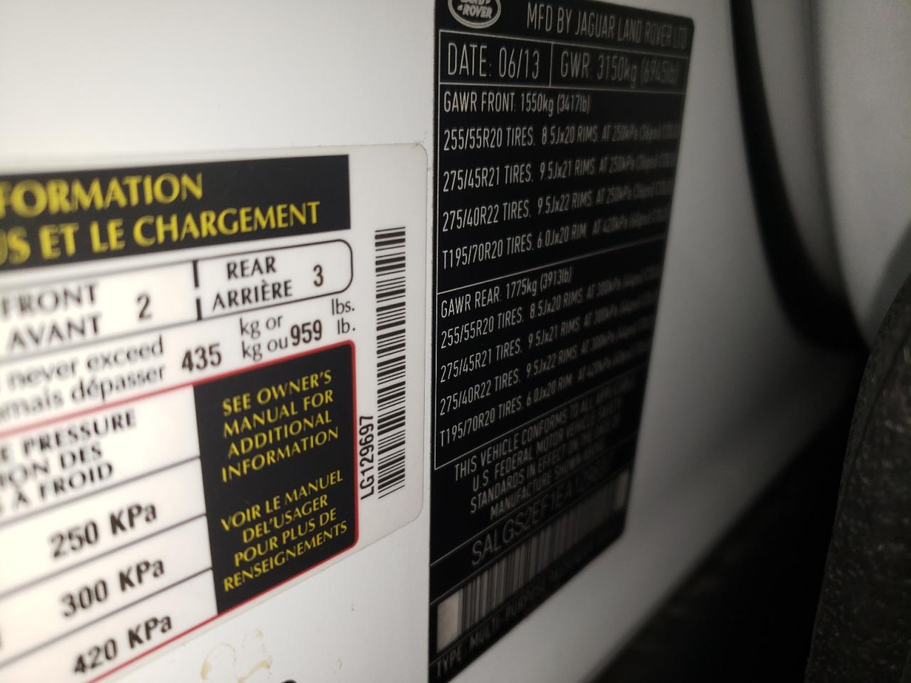 Photo 10 from auction – 2014 LAND ROVER RANGE ROVE with VIN SALGS2EF1EA129697