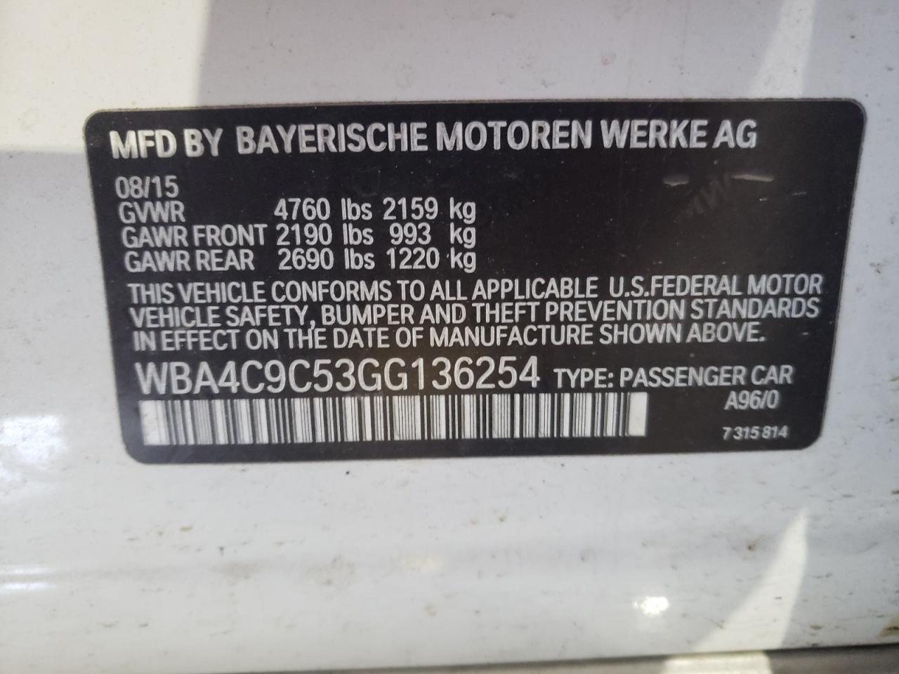 Photo 10 from auction – 2016 BMW 428 XI GRA with VIN WBA4C9C53GG136254