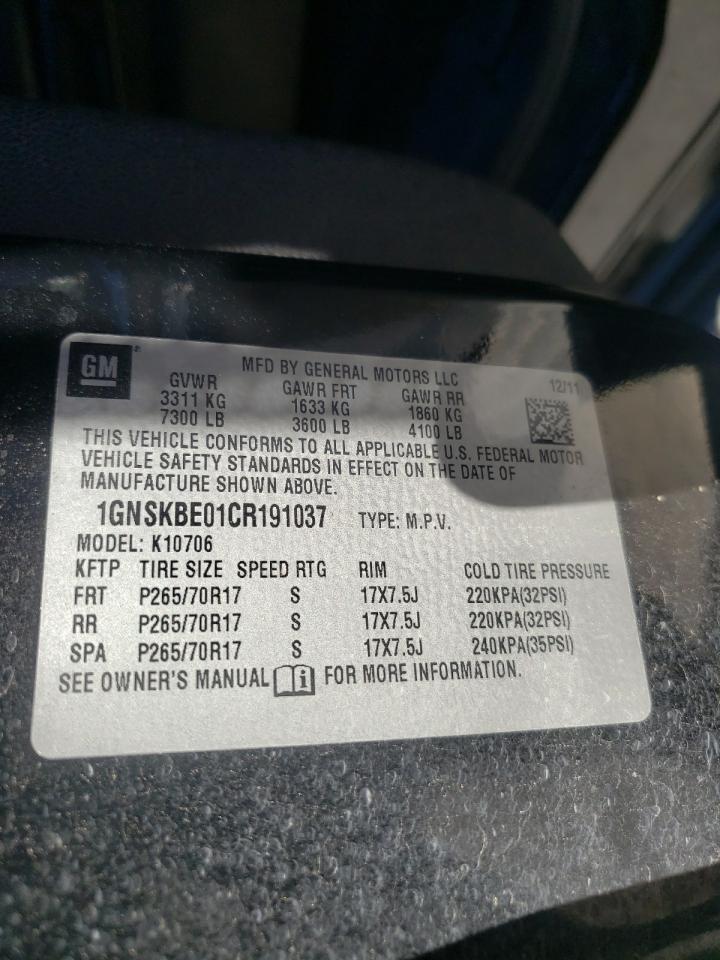 Photo 10 from auction – 2012 CHEVROLET TAHOE with VIN 1GNSKBE01CR191037