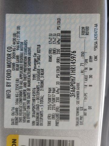 Photo 10 from auction – 2017 FORD FUSION SE with VIN 3FA6P0H71HR145976