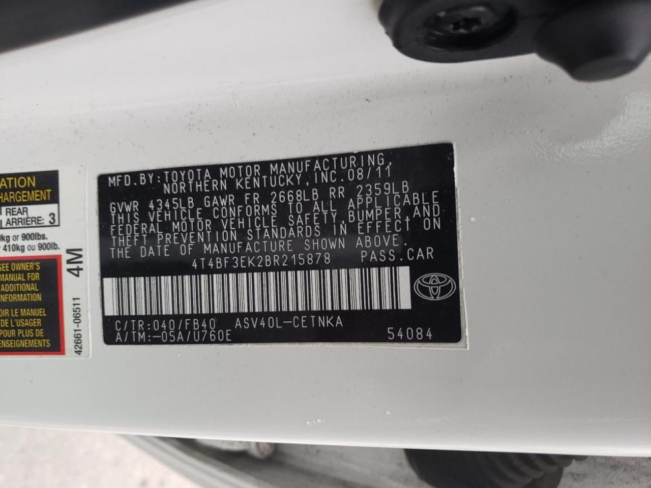 Photo 10 from auction – 2011 TOYOTA CAMRY BASE with VIN 4T4BF3EK2BR215878