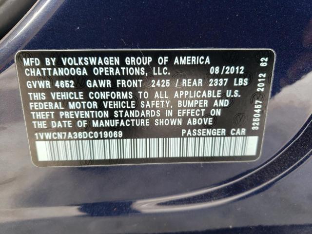 Photo 10 from auction – 2013 VOLKSWAGEN PASSAT SEL with VIN 1VWCN7A36DC019069