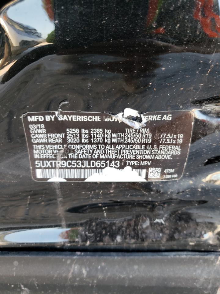 Photo 10 from auction – 2018 BMW X3 XDRIVE3 with VIN 5UXTR9C53JLD65143