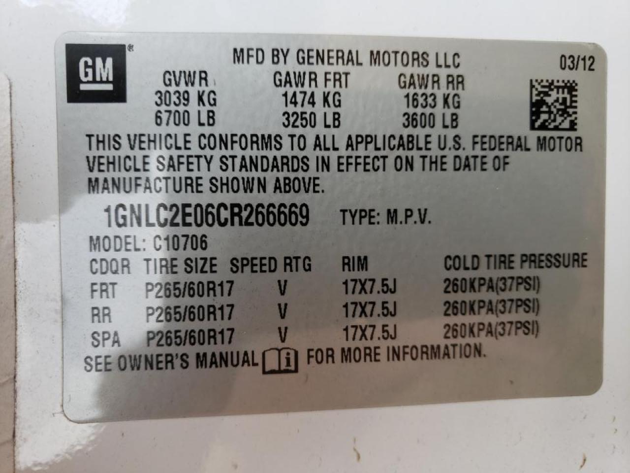 Photo 10 from auction – 2012 CHEVROLET TAHOE POLI with VIN 1GNLC2E06CR266669