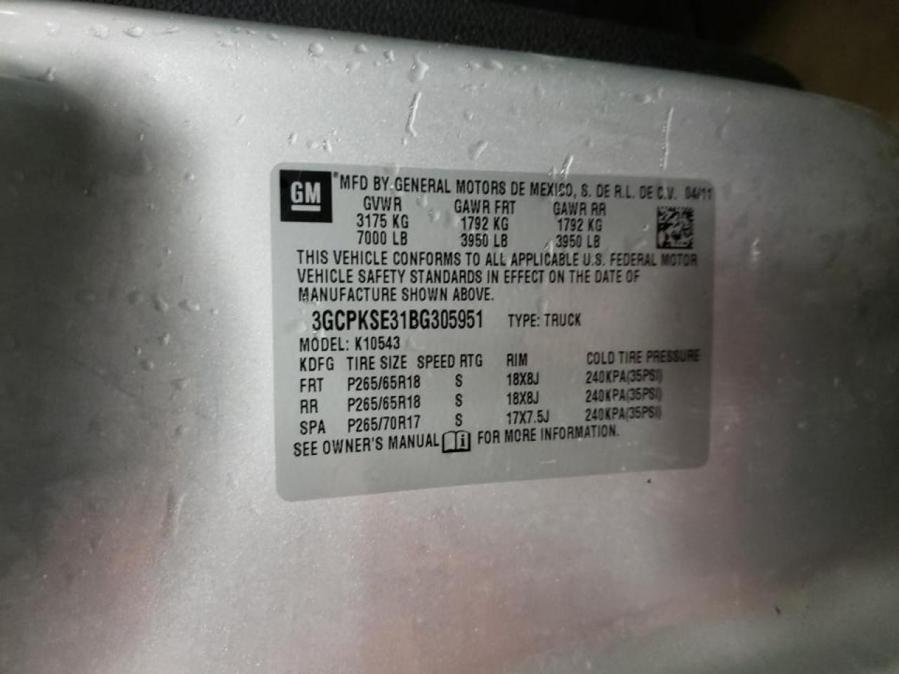 Photo 10 from auction – 2011 CHEVROLET SILVERADO with VIN 3GCPKSE31BG305951