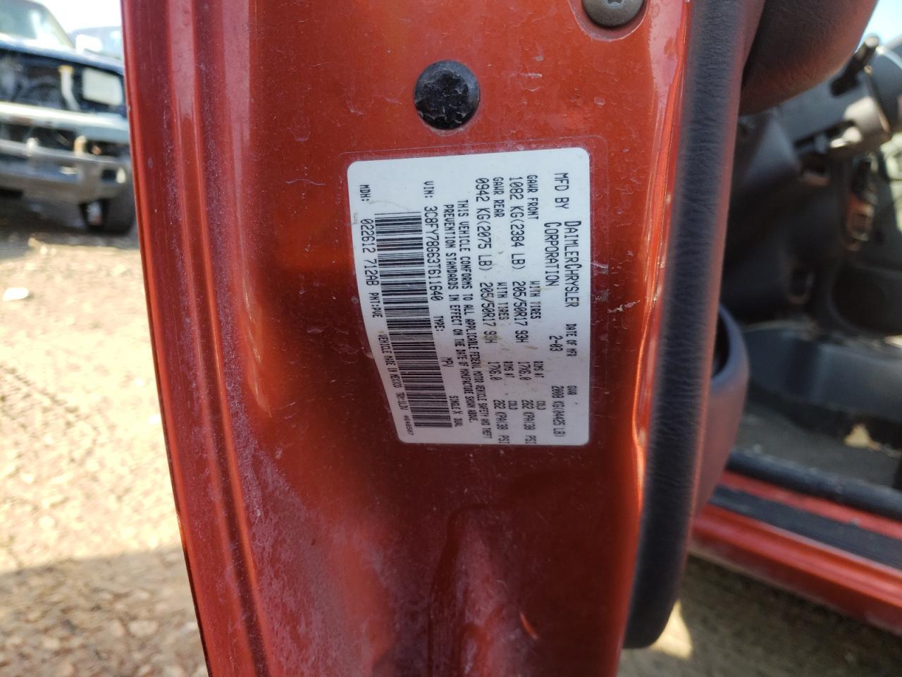 Photo 10 from auction – 2003 CHRYSLER PT CRUISER with VIN 3C8FY78G63T611640
