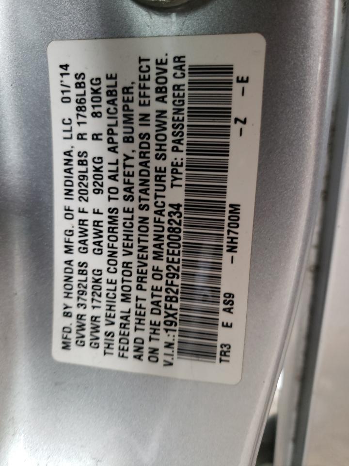 Photo 10 from auction – 2014 HONDA CIVIC EXL with VIN 19XFB2F92EE008234