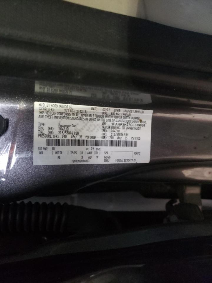Photo 10 from auction – 2012 FORD FOCUS SEL with VIN 1FAHP3H27CL339868