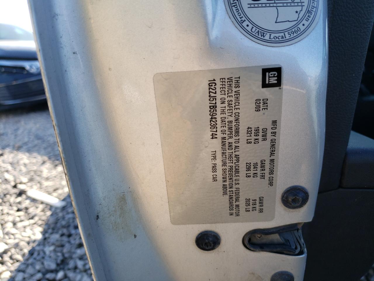 Photo 10 from auction – 2009 PONTIAC G6 with VIN 1G2ZJ57B594236744