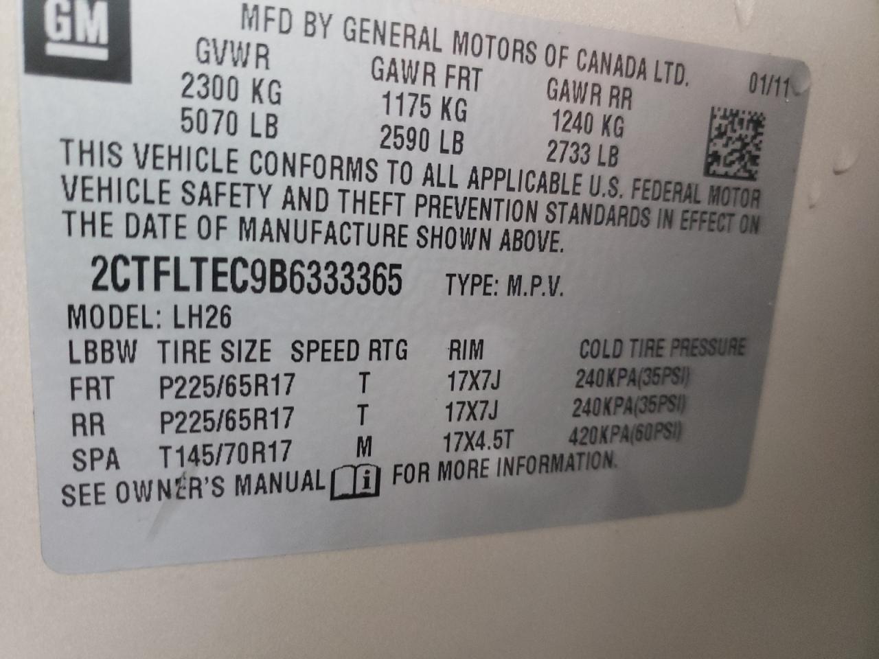 Photo 10 from auction – 2011 GMC TERRAIN SL with VIN 2CTFLTEC9B6333365