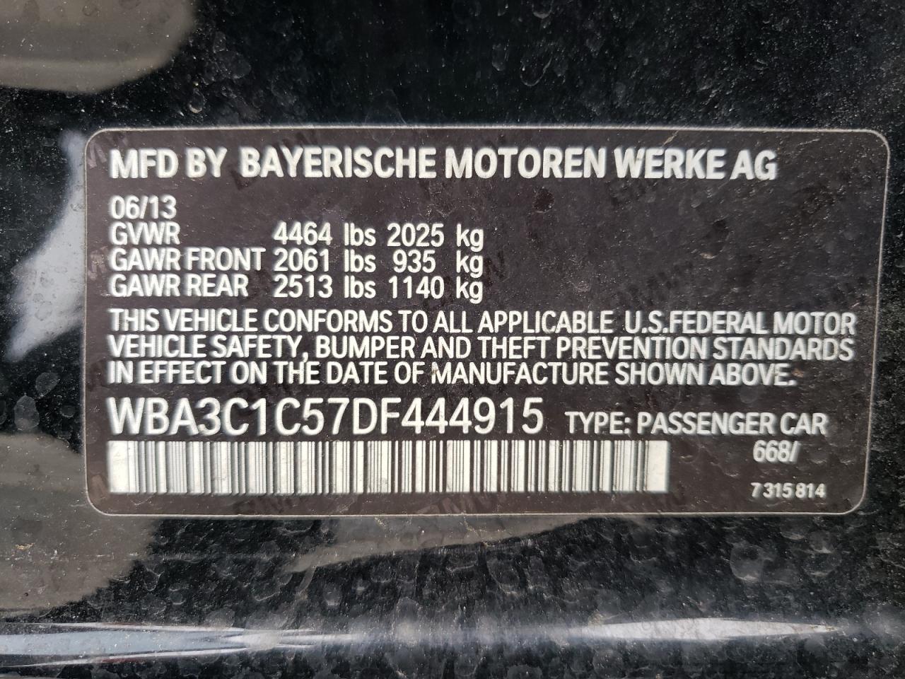 Photo 10 from auction – 2013 BMW 328 I SULE with VIN WBA3C1C57DF444915