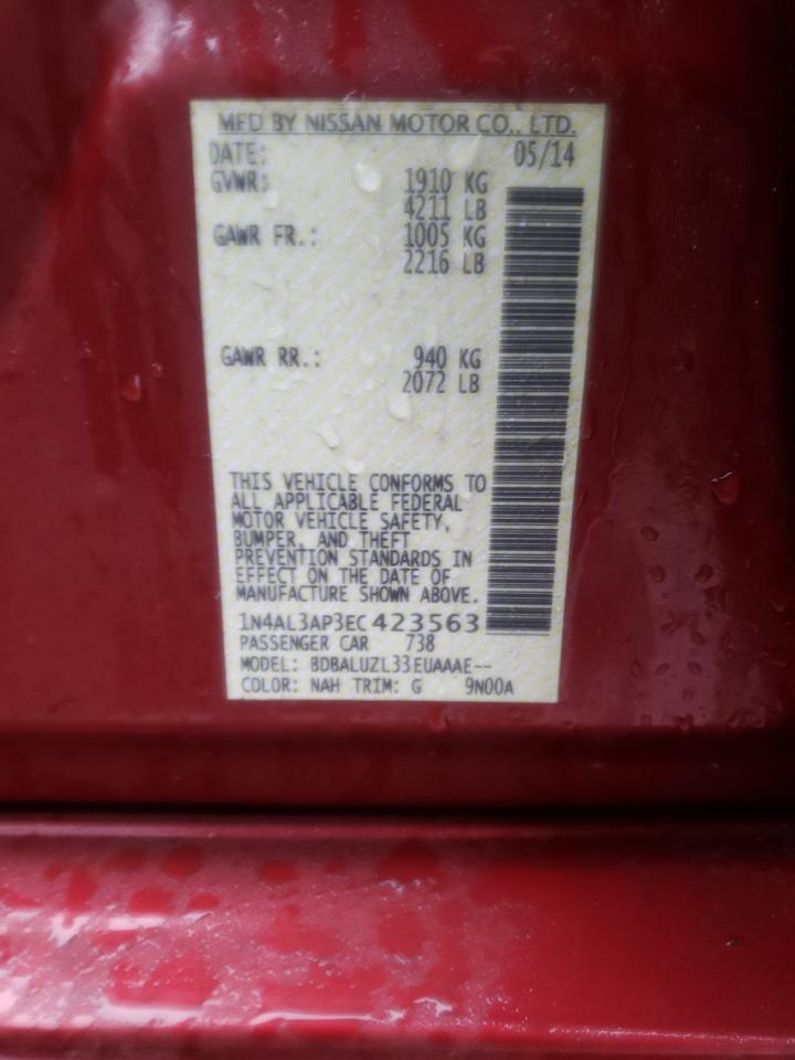 Photo 10 from auction – 2014 NISSAN ALTIMA 2.5 with VIN 1N4AL3AP3EC423563