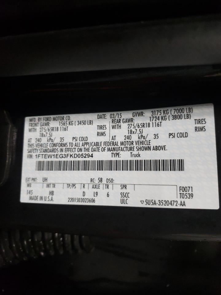Photo 10 from auction – 2015 FORD F150 SUPER with VIN 1FTEW1EG3FKD05294