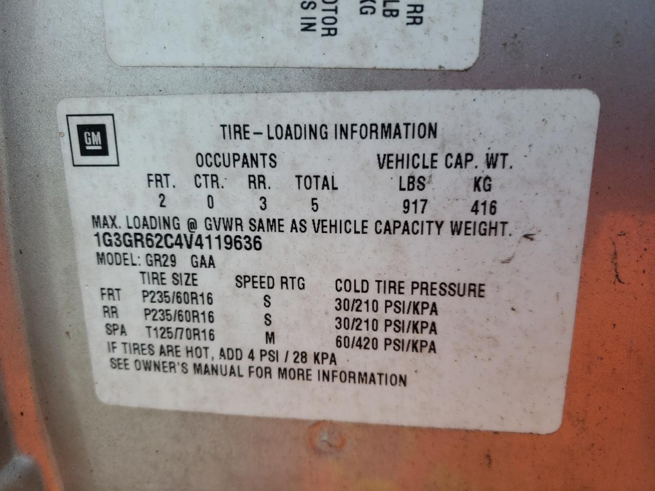 Zdjęcie 10 z aukcji – 1997 OLDSMOBILE AURORA z VIN 1G3GR62C4V4119636