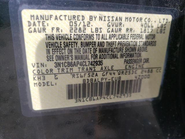 Photo 10 from auction – 2012 NISSAN SENTRA SE- with VIN 3N1CB6AP4CL742935