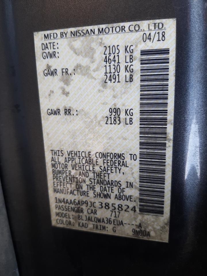 Photo 10 from auction – 2018 NISSAN MAXIMA 3.5 with VIN 1N4AA6AP9JC385824