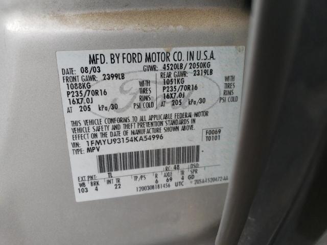 Photo 10 from auction – 2004 FORD ESCAPE XLT with VIN 1FMYU93154KA54996