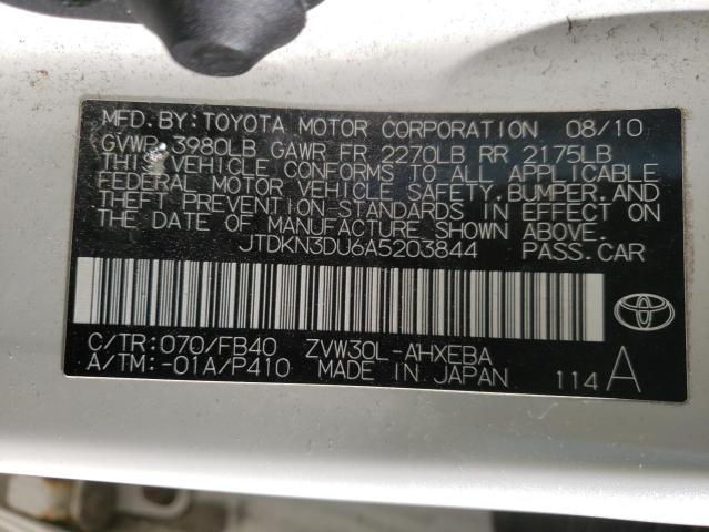 Photo 10 from auction – 2010 TOYOTA PRIUS with VIN JTDKN3DU6A5203844