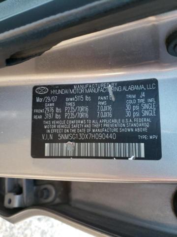 Photo 10 from auction – 2007 HYUNDAI SANTA FE G with VIN 5NMSG13DX7H090440