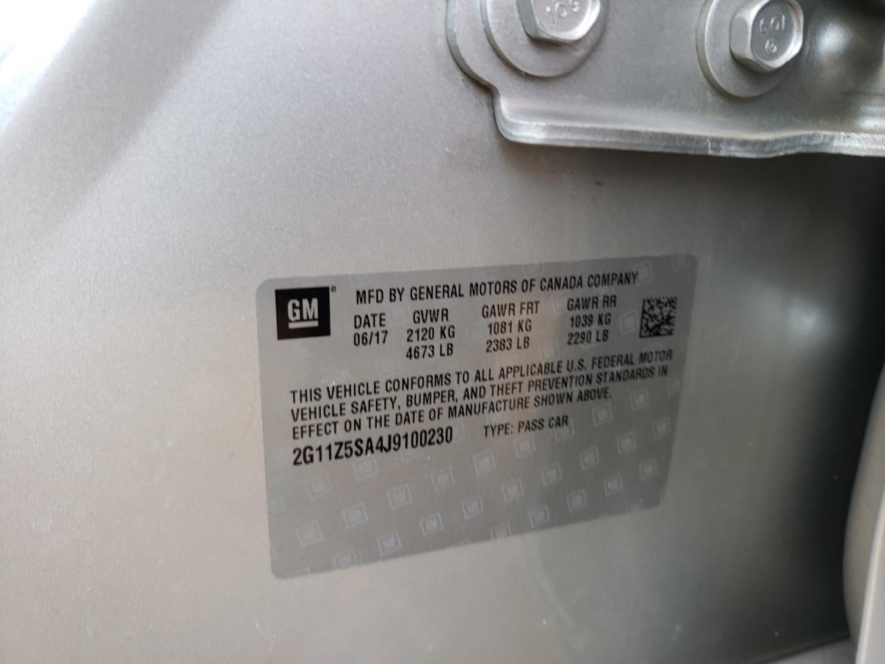 Photo 10 from auction – 2018 CHEVROLET IMPALA with VIN 2G11Z5SA4J9100230