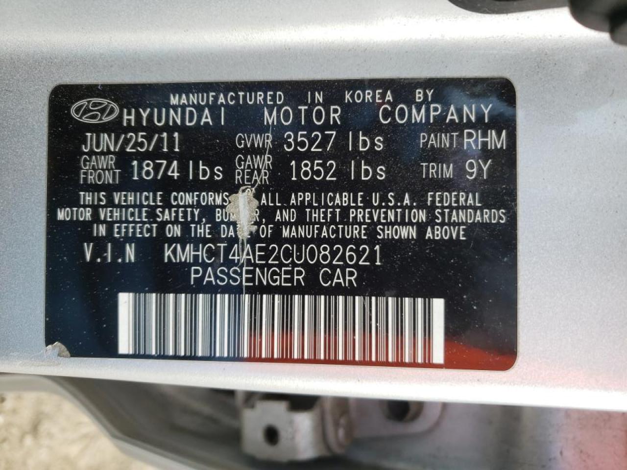 Photo 10 from auction – 2012 HYUNDAI ACCENT GLS with VIN KMHCT4AE2CU082621