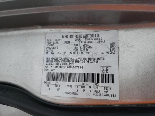 Photo 10 from auction – 2008 FORD EXPLORER X with VIN 1FMEU73EX8UA67294