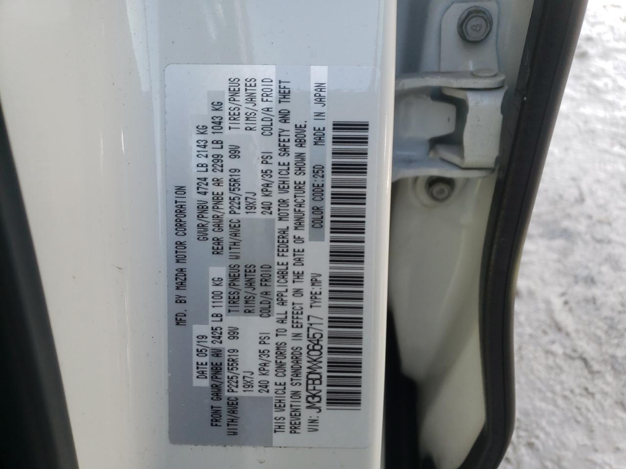 Photo 10 from auction – 2019 MAZDA CX-5 GRAND with VIN JM3KFBDMXK0645717