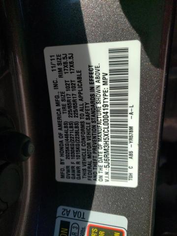 Photo 10 from auction – 2012 HONDA CR-V EX with VIN 5J6RM3H5XCL000419