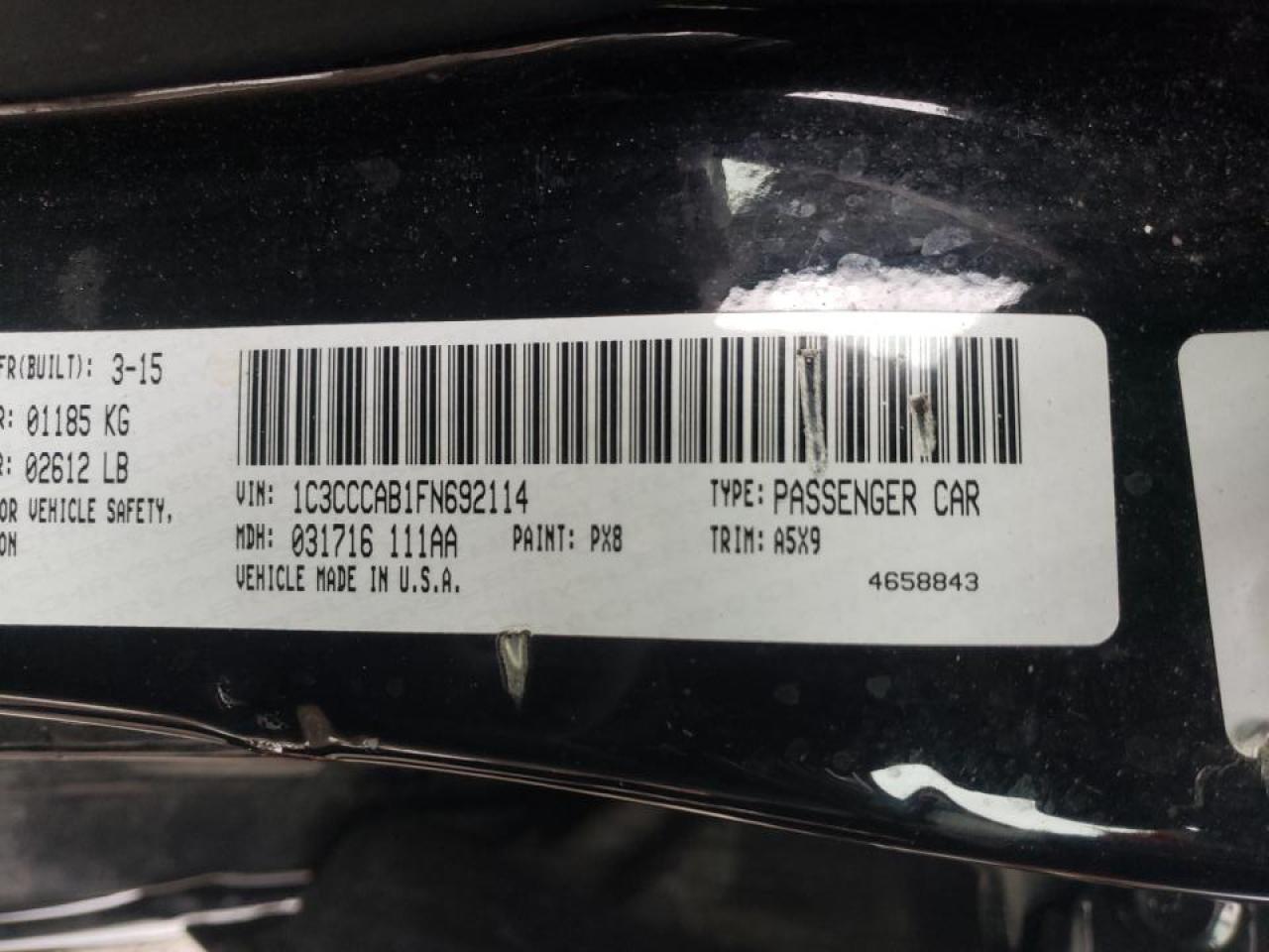 Photo 10 from auction – 2015 CHRYSLER 200 LIMITE with VIN 1C3CCCAB1FN692114